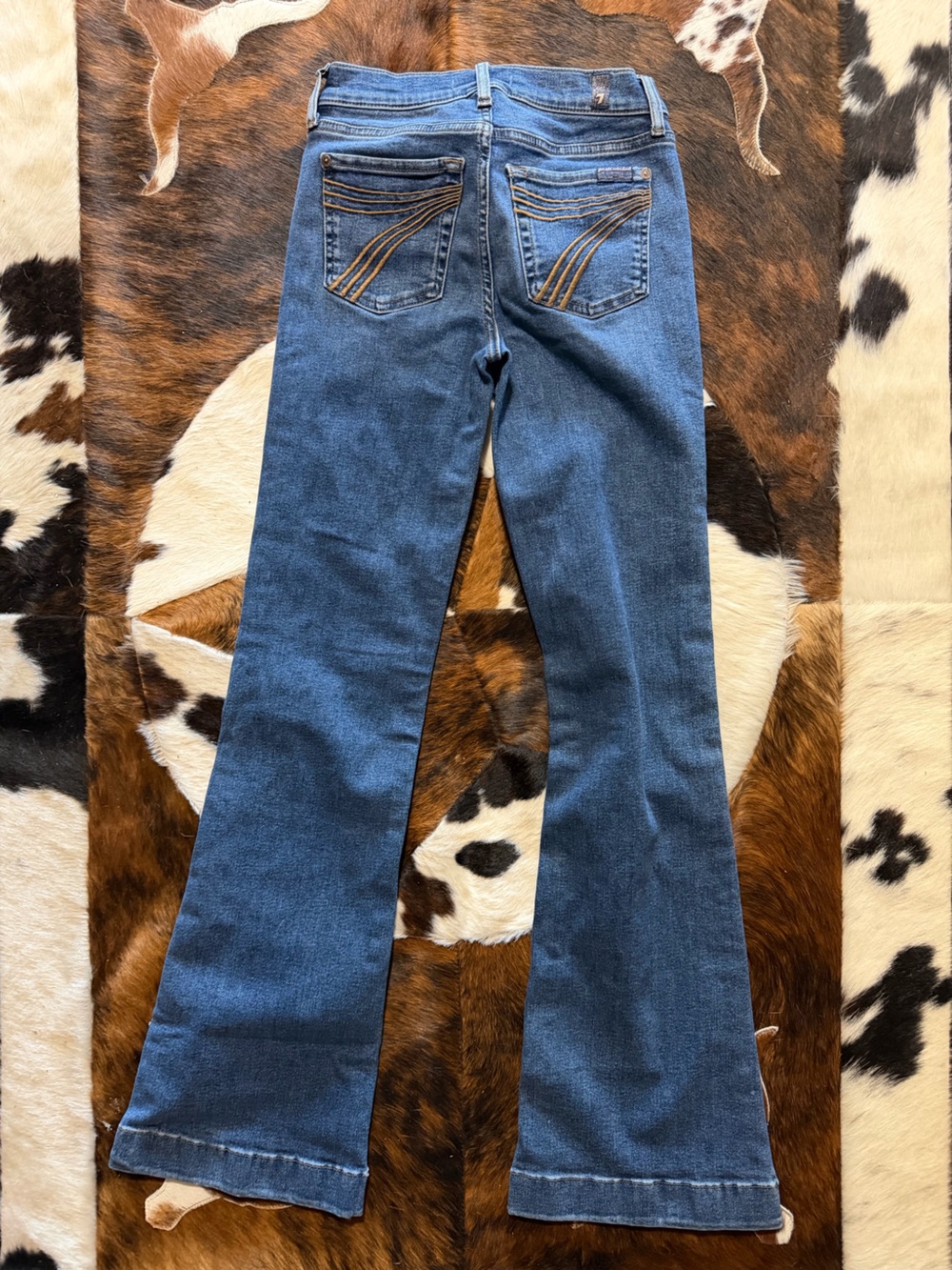 7 For All Mankind Straight Leg Blue Denim Jeans